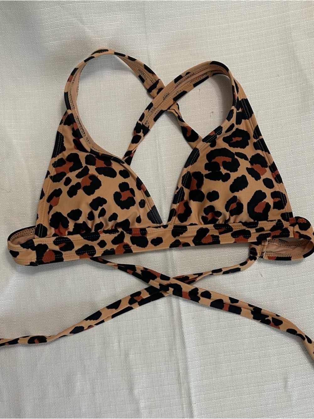 Xhilaration Leopard Bikini Top Wrap Tie Medium Animal Print Swim